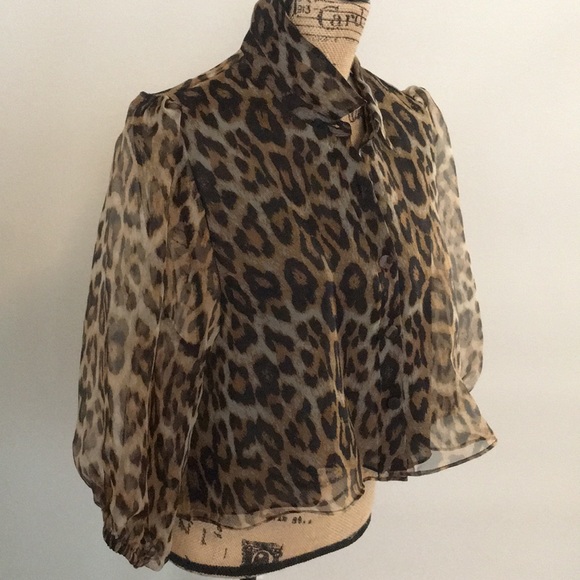 Zara organza wood print blouse - Picture 3 of 7